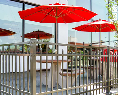 ornamental security fencing for restricted access area in stadium